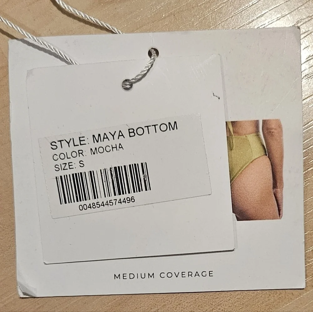 JANTHEE BERLIN Maya Cheeky High-waisted Bikini Bottom Brown-Mocha sz Small (2-4)